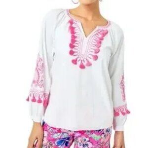 NEW WITH TAGS Lilly Pulitzer Size Large Kaydence Tunic Top in Resort White